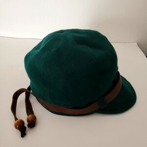 August Green Wool and Viscose Paperboy Hat with Brown Band